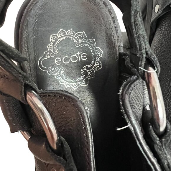 Ecote harness boots 8 ankle booties mules black leather block heel slingback - Picture 9 of 11